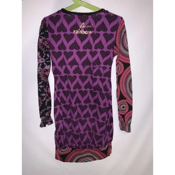 Desigual Dress Girls 7-8 patterned long sleeve purple - Picture 2 of 4